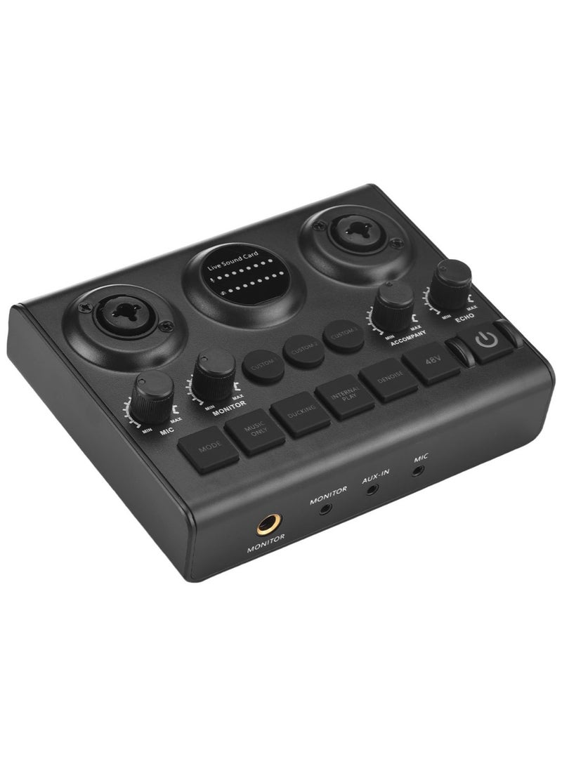 Live Broadcast Sound Card, OTG Lossless Transmission, Vocal Removal Mode, Podcast Mixer with Pro-Preamp, 48V Phantom Power, Audio Interface for Recording, Streaming, YouTube, TikTok, PC - Image 1